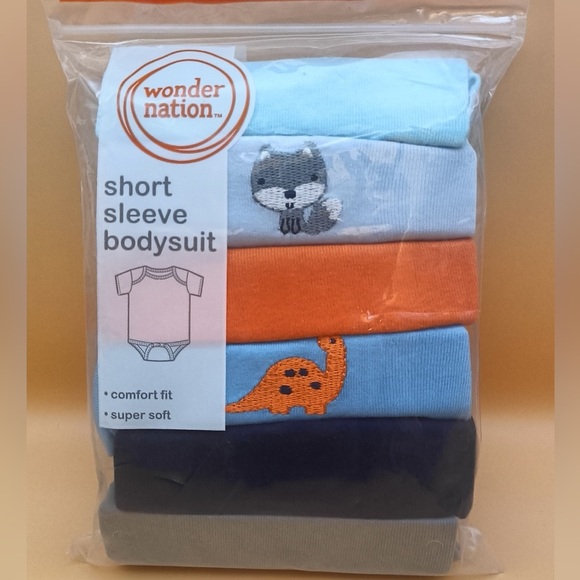 6 Pack Newborn Short Sleeve Bodysuit Set - Picture 7 of 9